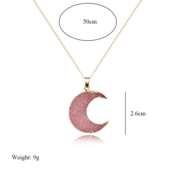 'Silent Tones' Crescent Moon Resin Gold Necklace - Picture 5 of 7